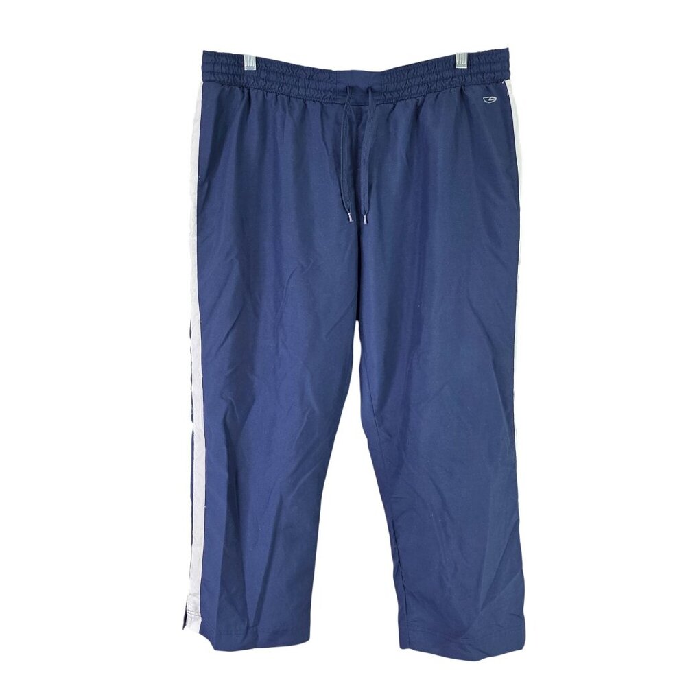 Womens Champion C9 Navy Blue & White Athletic Pants Drawstring Polyester Size L